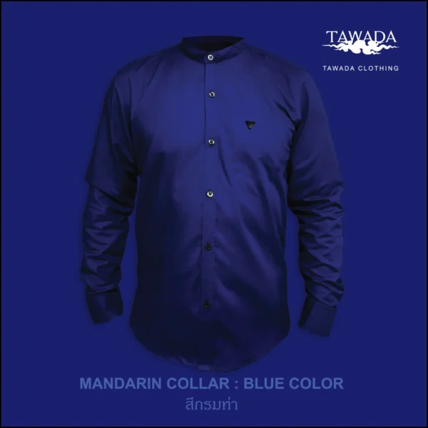 เสื้อเชิ้ตคอจีนแขนยาว_สีกรมท่าเต็มตัว เสื้อเชิ้ตเทวดา TAWADA by Milliaircloth