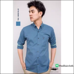 เสื้อเชิ้ตคอปกแขนยาว_สีน้ำเงินคราม เสื้อเชิ้ตเทวดา TAWADA by Milliaircloth