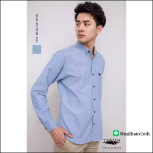 เสื้อเชิ้ตคอปกแขนยาว_สีฟ้าท๊อปดาย เสื้อเชิ้ตเทวดา TAWADA by Milliaircloth