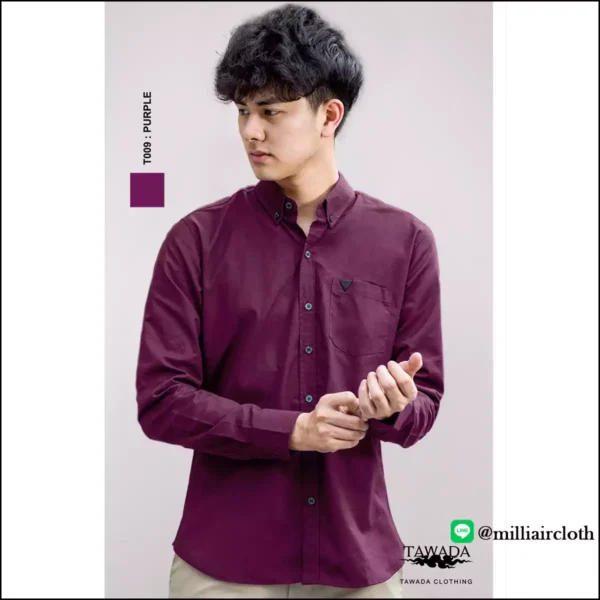 เสื้อเชิ้ตคอปกแขนยาว_สีม่วง เสื้อเชิ้ตเทวดา TAWADA by Milliaircloth