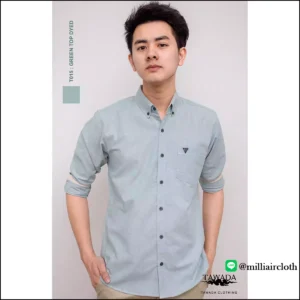 เสื้อเชิ้ตคอปกแขนยาว_สีเขียวท๊อปดาย เสื้อเชิ้ตเทวดา TAWADA by Milliaircloth