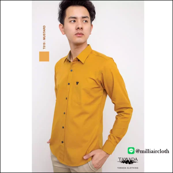 เสื้อเชิ้ตคอปกแขนยาว_สีเหลืองมัสตาร์ด เสื้อเชิ้ตเทวดา TAWADA by Milliaircloth