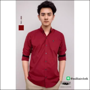 เสื้อเชิ้ตคอปกแขนยาว_สีแดง เสื้อเชิ้ตเทวดา TAWADA by Milliaircloth