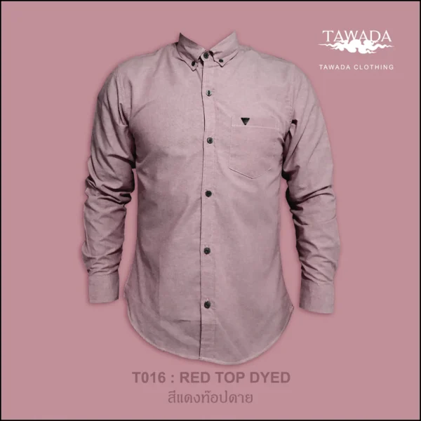 เสื้อเชิ้ตคอปกแขนยาว_สีแดงท๊อปดาย2 เสื้อเชิ้ตเทวดา TAWADA by Milliaircloth