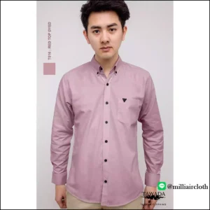 เสื้อเชิ้ตคอปกแขนยาว_สีแดงท๊อปดาย เสื้อเชิ้ตเทวดา TAWADA by Milliaircloth
