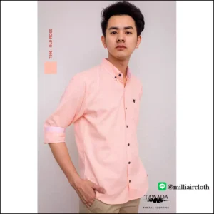 เสื้อเชิ้ตคอปกแขนยาว_สีโอรส เสื้อเชิ้ตเทวดา TAWADA by Milliaircloth