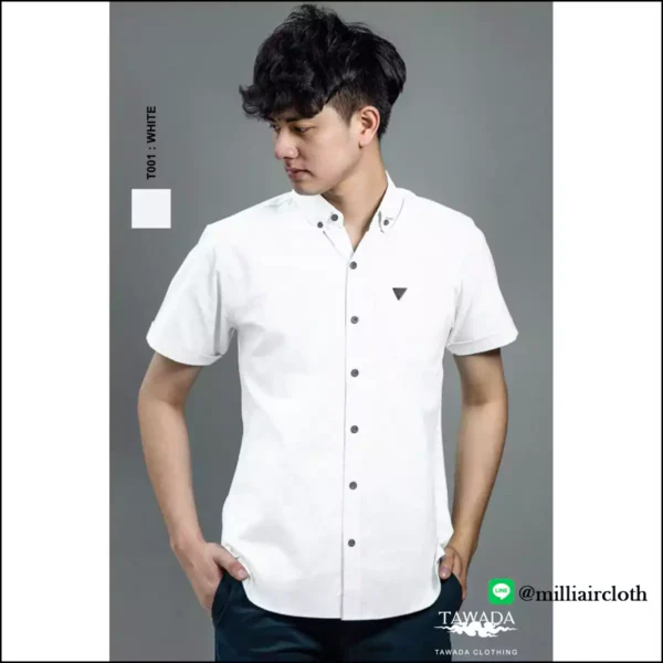 เสื้อเชิ้ตคอปกแขนสั้น_สีขาว เสื้อเชิ้ตเทวดา TAWADA by Milliaircloth