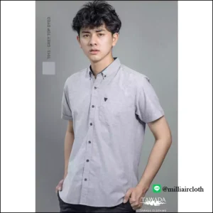 เสื้อเชิ้ตคอปกแขนสั้น_สีเทาท๊อปดาย เสื้อเชิ้ตเทวดา TAWADA by Milliaircloth